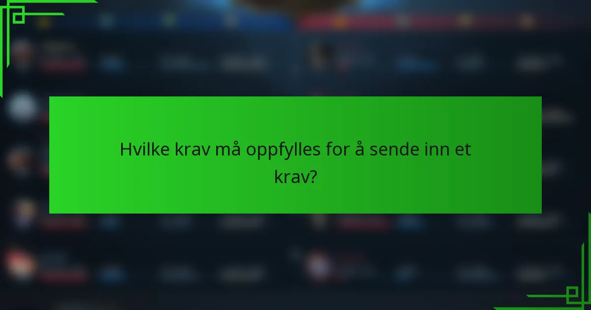 Hvilke krav må oppfylles for å sende inn et krav?